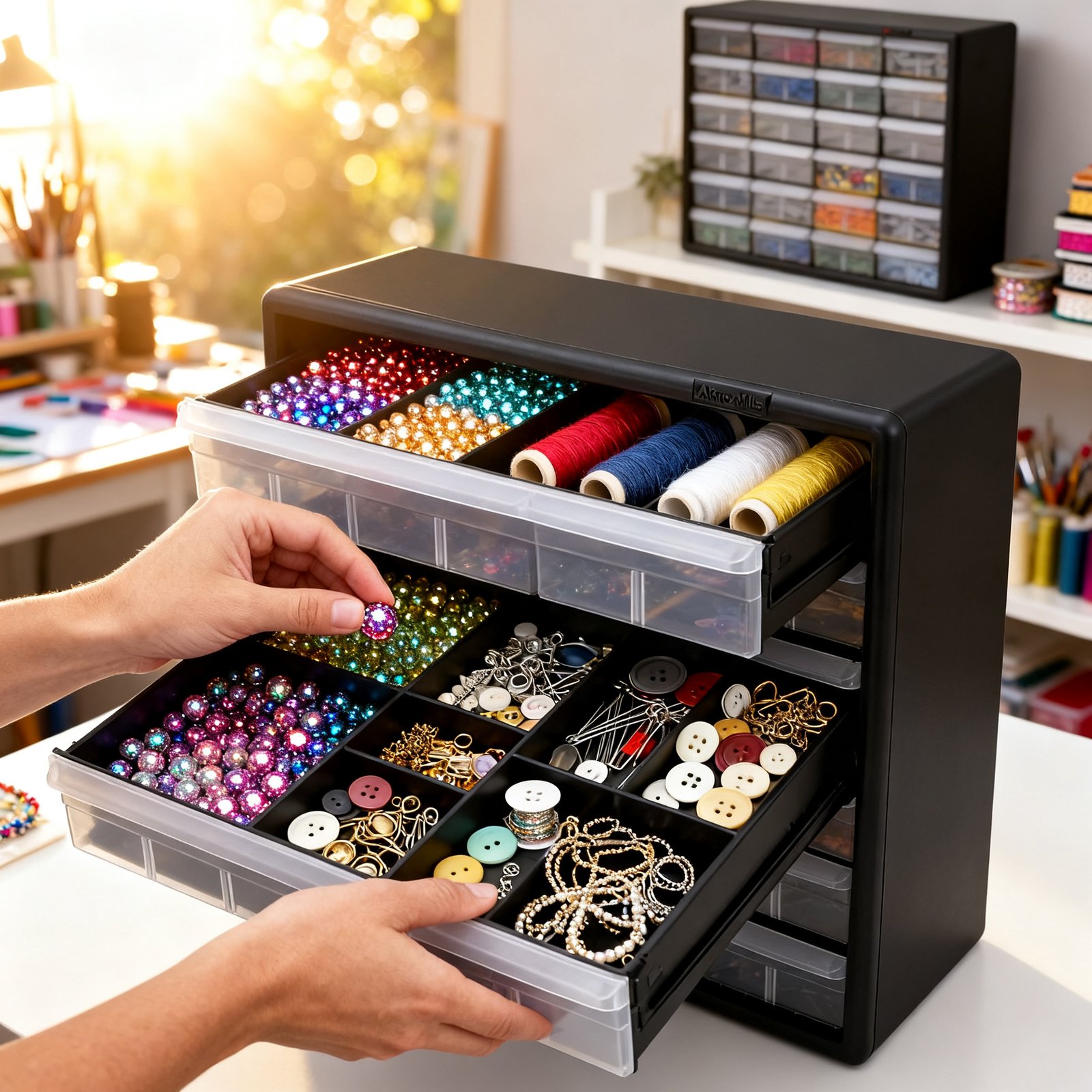 Akro-Mils drawer cabinet in action