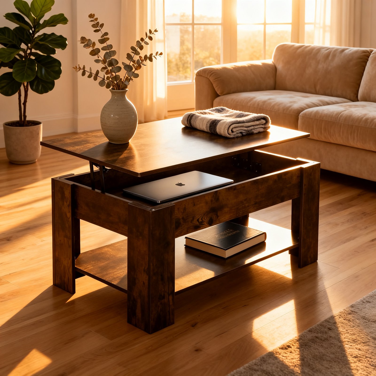 lift top coffee table with hidden compartment product view