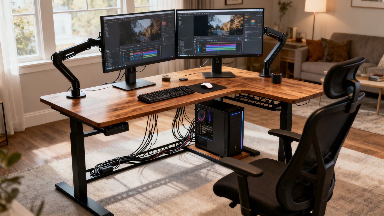 best l shaped desk dual monitor - Illustration 1