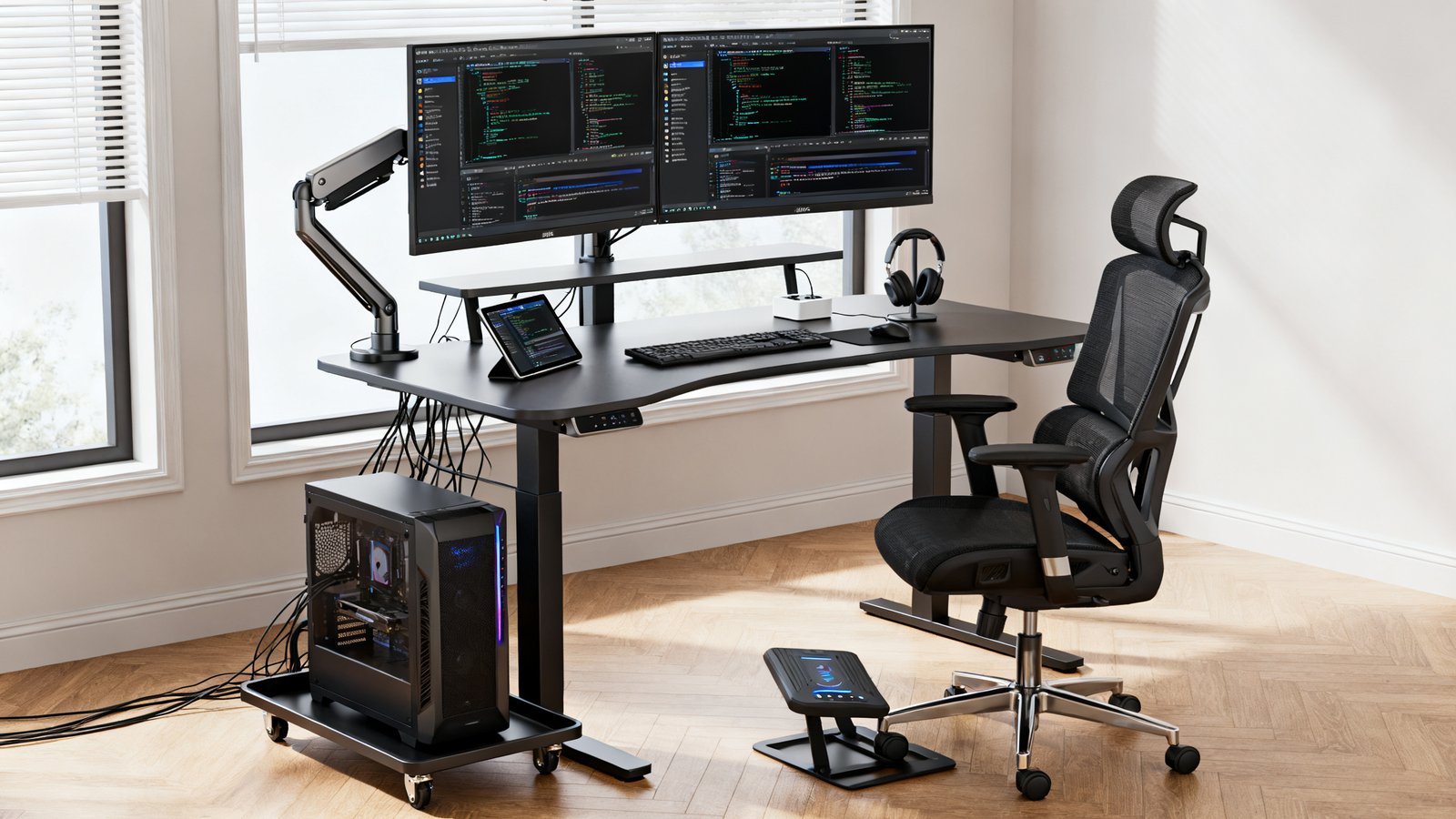 best l shaped desk dual monitor - Illustration 3
